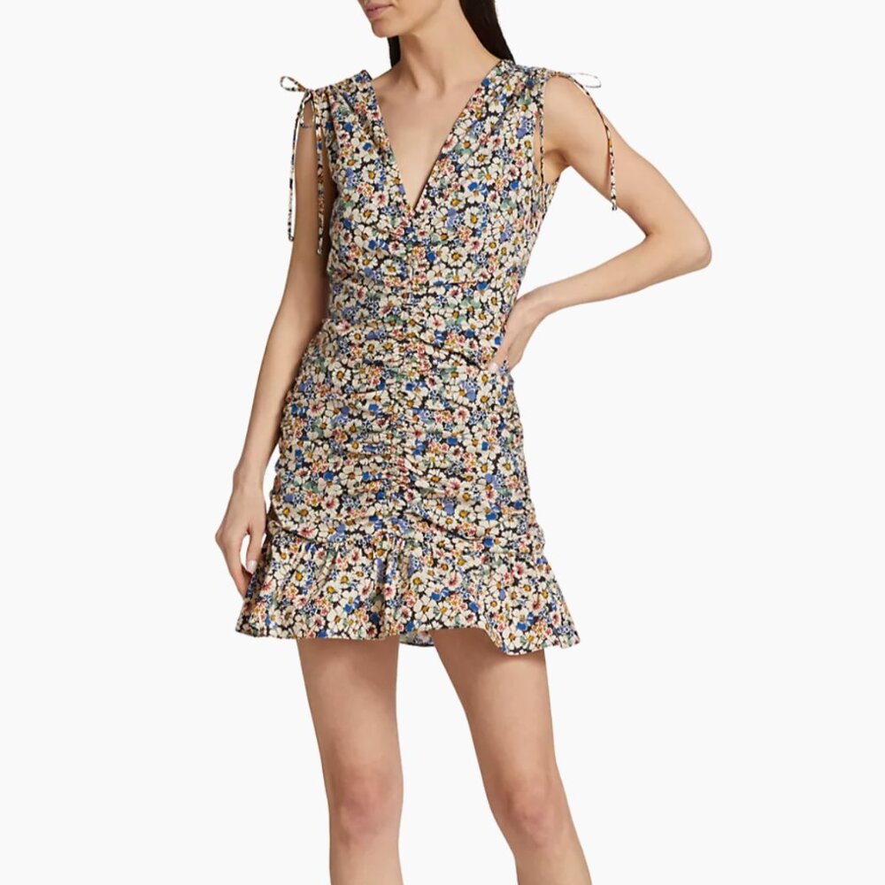 Veronica Beard Jackson Floral Ruched Mini Dress